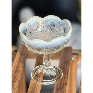Antique Northwood Opalescent Scroll Compote EAPG